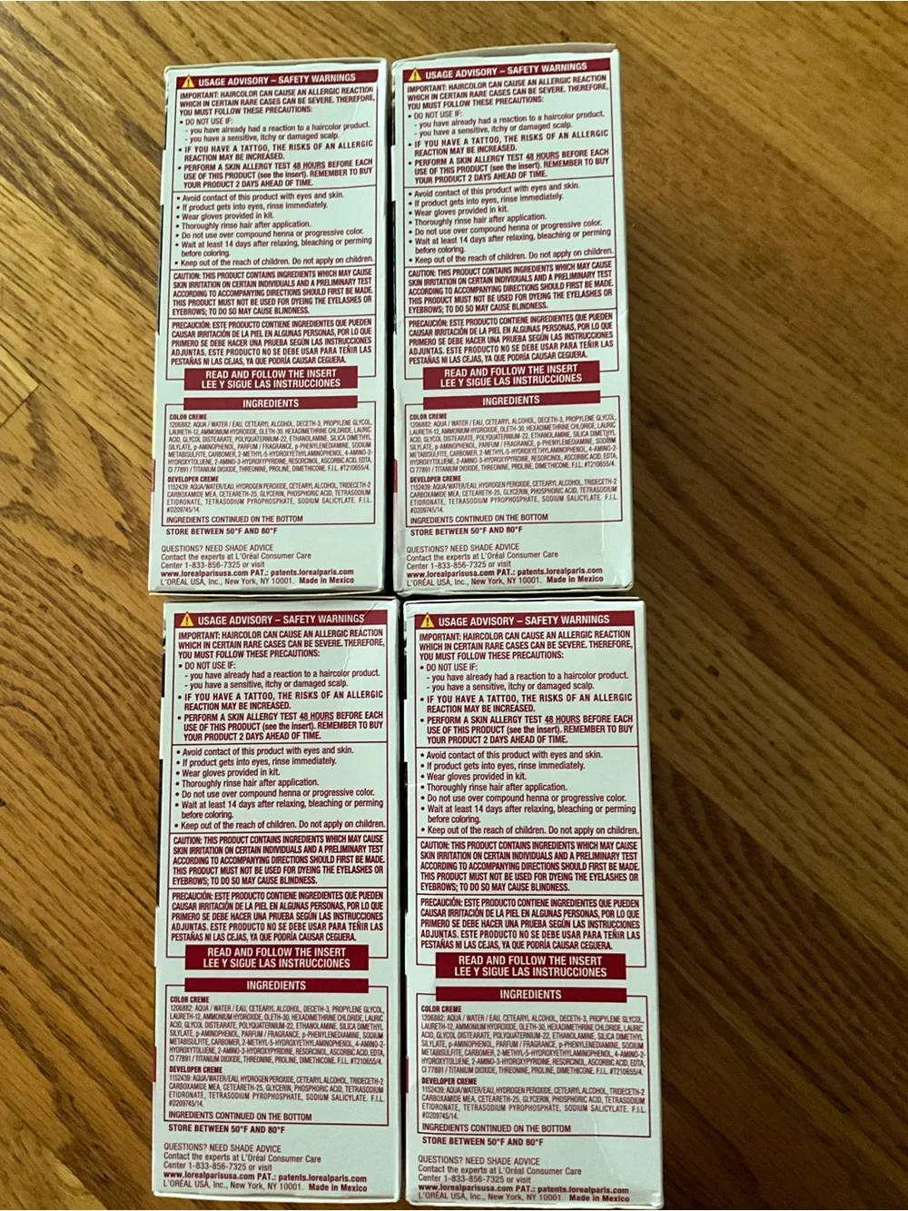 L'Oreal Excellence Creme 4RM Dark Mahogany Red Permanent Hair Color (4 boxes)